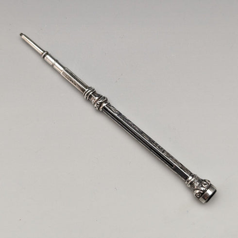 Antique Mechanical Pencil Telescopic 60-93mm Magic Pencil Silver Plated Glass Decor